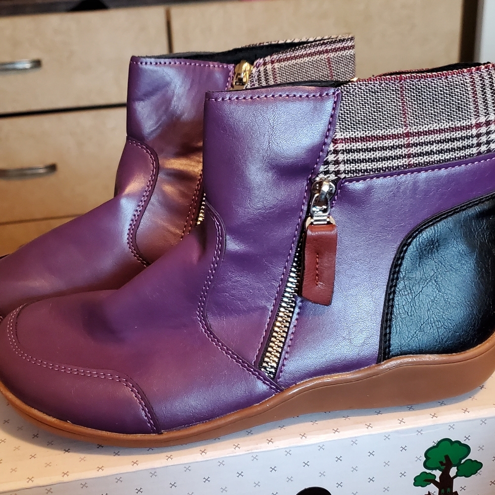Purple ankle boots